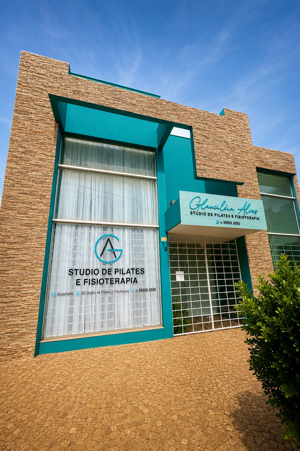 Fachada da GA Pilates, estúdio de Pilates e fisioterapia na Rua Benjamin Constant, 79, Assis-SP